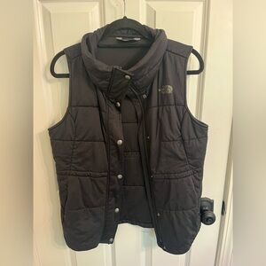 The North Face Black Quilted Vest with High Collar